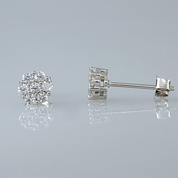 Solid 925 Sterling Silver Womens 2ct Diamond Stud Earrings Authentic New Jewelry - Picture 6 of 8